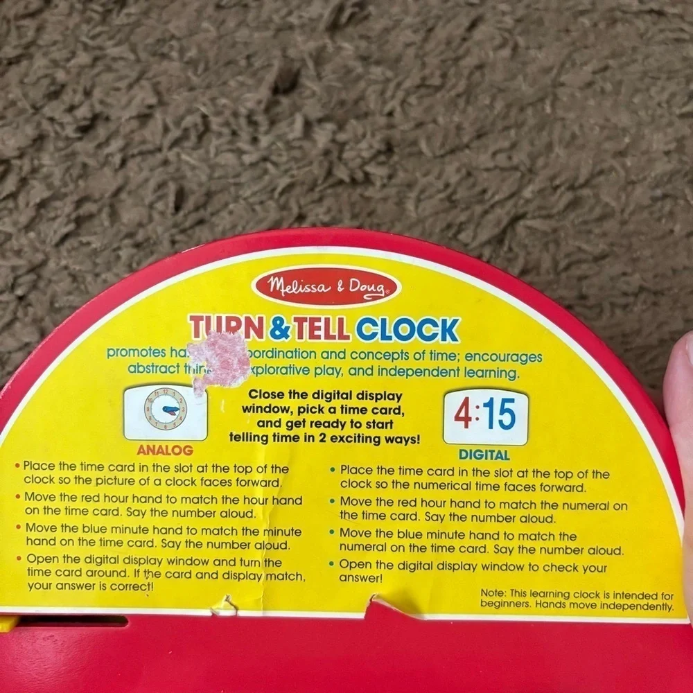 TURN & TELL CLOCK WALDORF MELISSA & DOUG Learning Educational Toy Wooden